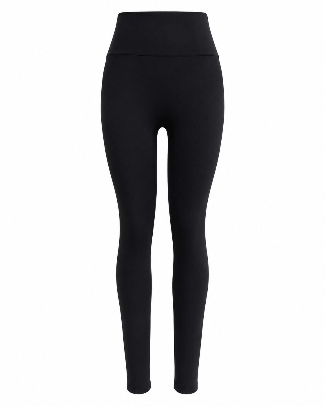 Front view of doa black high-waisted leggings.