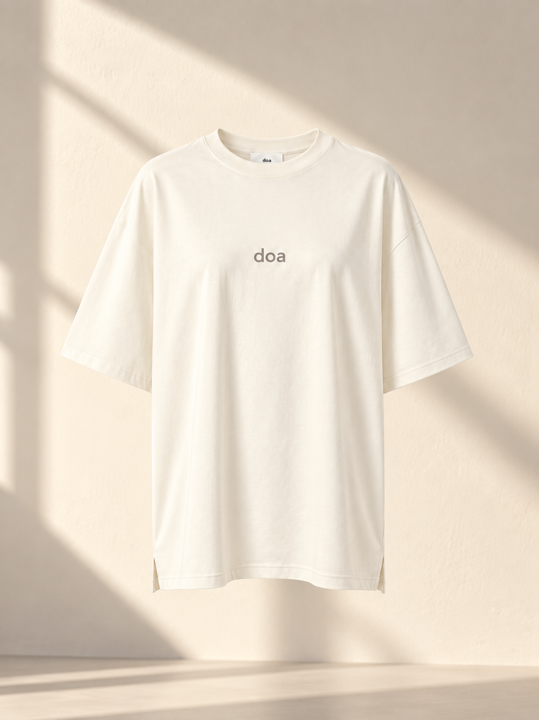 doa off-white oversized tee, flat front view