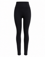 Front view of doa black high-waisted leggings.